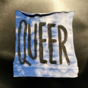 Blue Bleach Dyed QUEER Patch